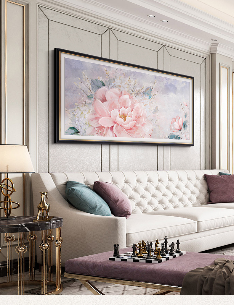 客厅卧室床头轻奢艺术挂画纯手工牡丹花装饰画大尺寸高端纯手工油画 k