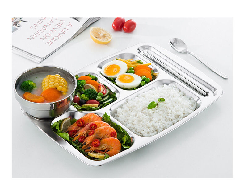 分餐盘成人家用减脂创意分餐盘成人不锈钢刻字不锈钢快餐盘成人学生