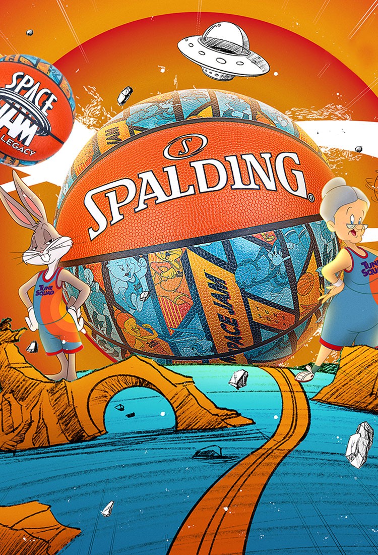 斯伯丁篮球空中大灌篮联名款spacejam2室内室外通用7号pu蓝球77196y7