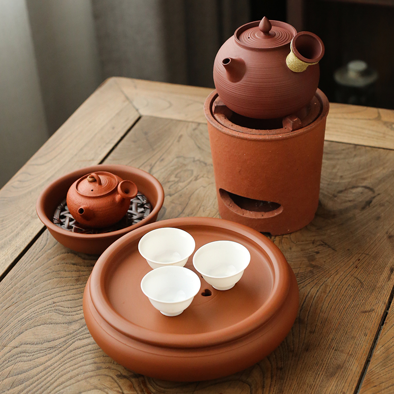 砂铫红泥侧把烧水壶急须壶炭炉电陶炉煮茶壶潮汕工夫茶具红泥炭炉古月