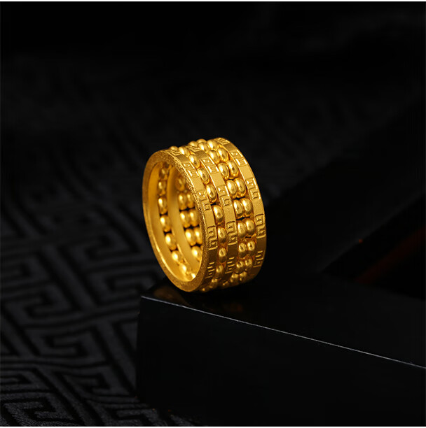 老凤凰古法金男戒黄金算盘戒指女士闭口999足金指环实心足金食指戒