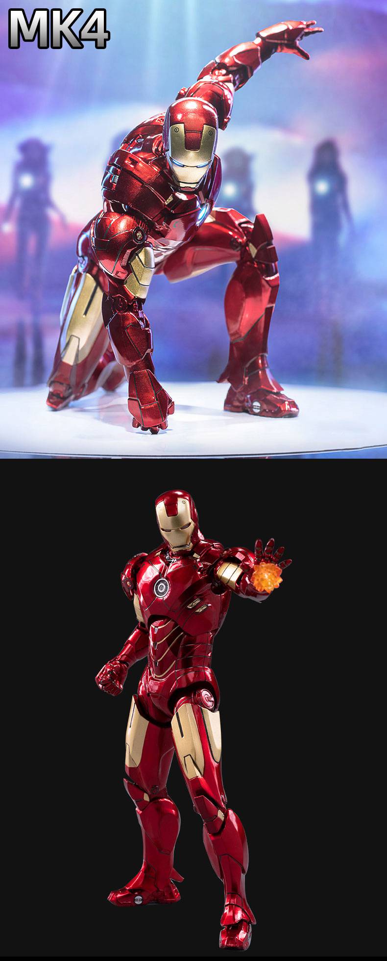 中动钢铁侠合金手办 钢铁侠mk42手办中动仿合金人偶模型摆件2发光机甲