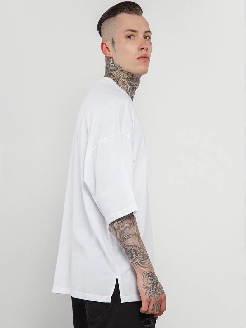 新品半截袖男夏季宽松欧美简约街头基础百搭高街潮流纯色t恤男女情侣