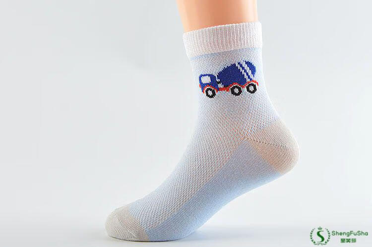 圣芙莎儿童薄袜子薄款春秋宝宝男童中大童春夏透气网眼袜夏天512笑脸