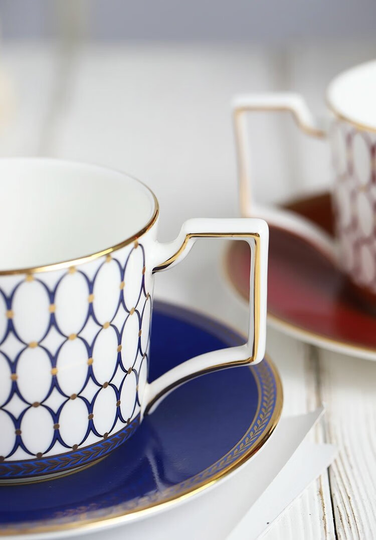 wedgwood马克杯英国wedgwood嫣红金粉年华renaissance茶杯碟咖啡杯对