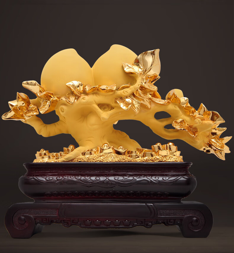 金色寿桃摆件大号送老年人长辈祝寿70岁爷爷奶奶生日礼物实用礼品鹤齐