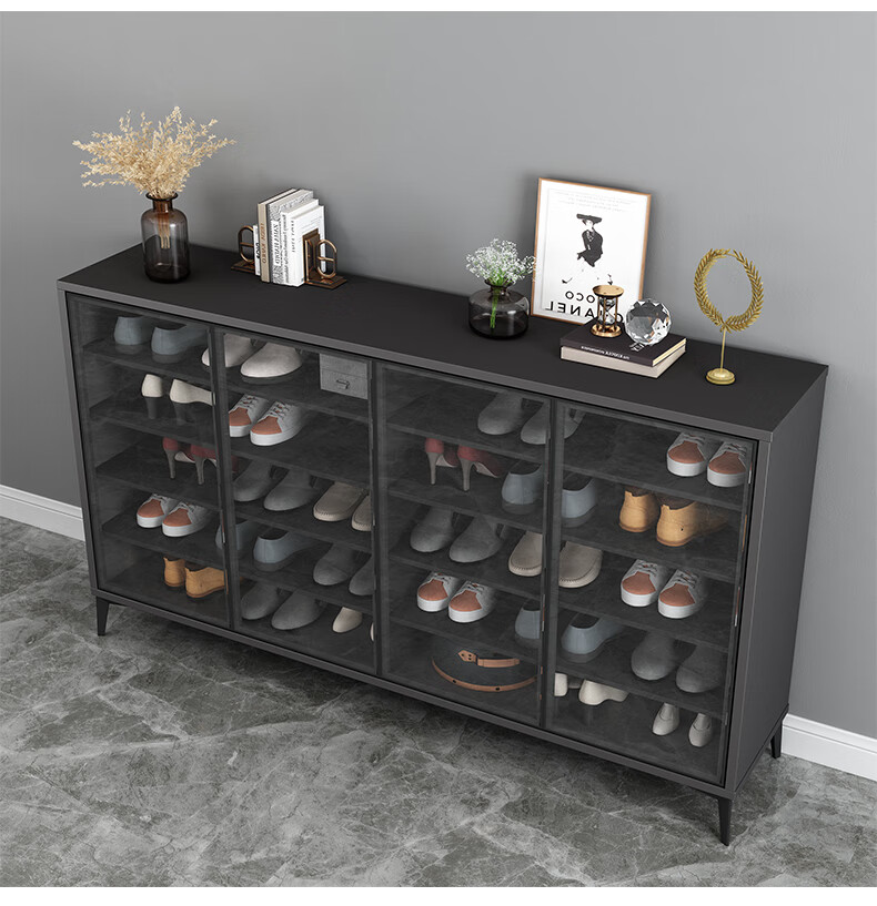 薇龙轻奢玻璃鞋柜家用门口省空间收纳大容量玄关柜入户简约定制门厅柜