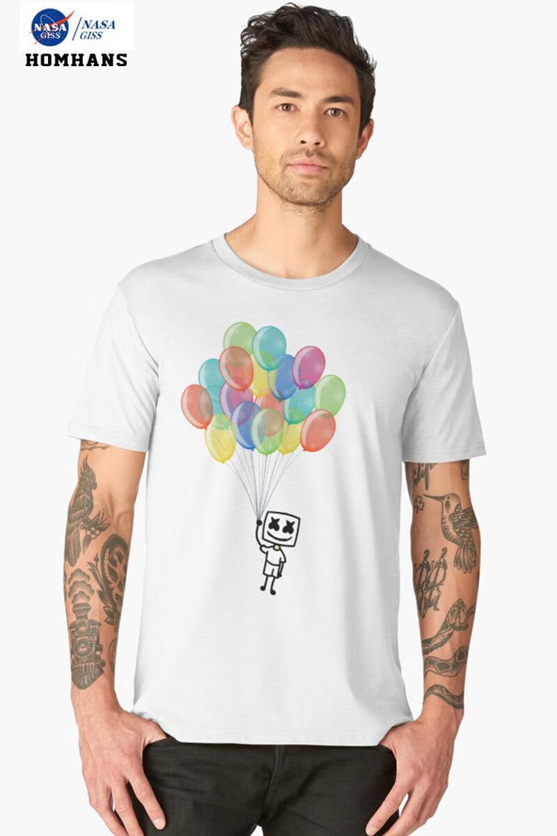 nasa官方潮牌联名男装衣服新款电音周边marsello棉花糖dj纯棉t恤男女