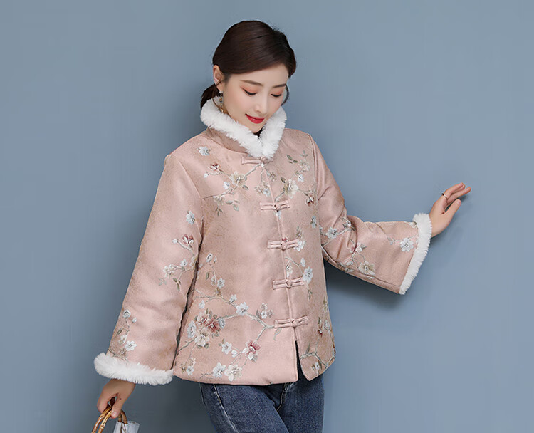 卡帝乐鳄鱼女装品质民国风唐装小棉袄女中式汉服改良旗袍外套秋冬中国