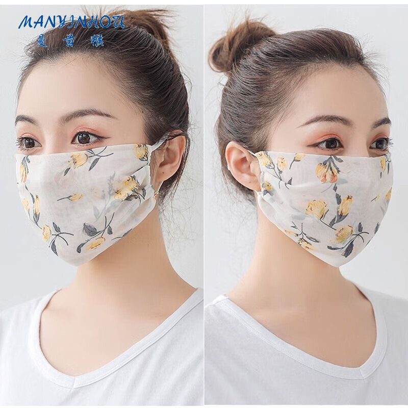 透气可水洗可调节户外骑行面罩my (2只装)蓝底白色 可调节口罩【图片