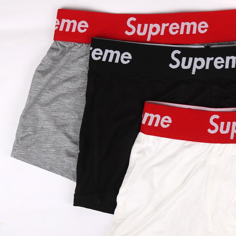 潮牌supreme联名潮男士内裤四角三角青年sup面料舒适纯色中腰简约平角