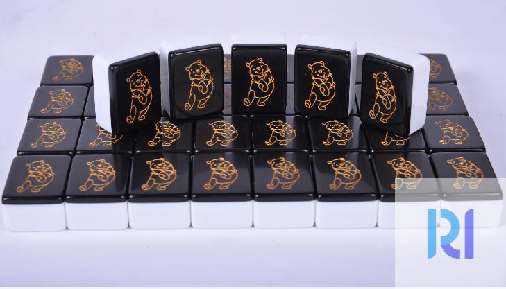 黑金麻将全黑麻将多色纯黑麻将贴墙专用迷你中大号玛瑙黑定制图案x