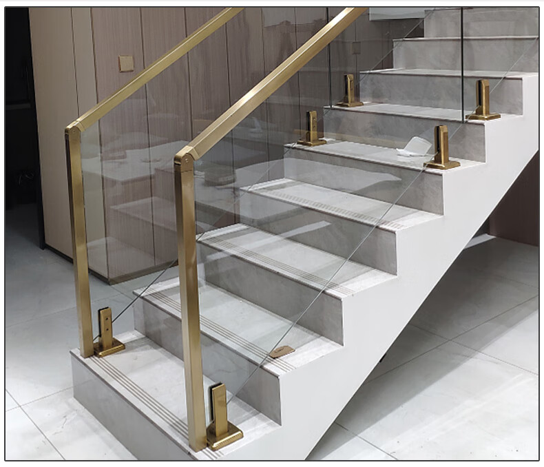 定制不锈钢铝合金楼梯玻璃扶手卡槽轻奢护栏现代简约别墅栏杆阳台室内