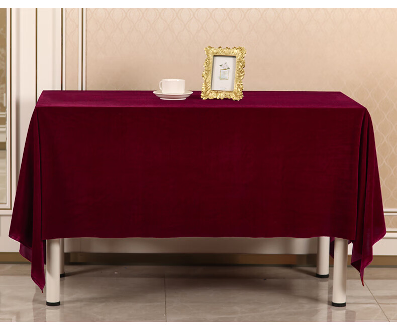 带流苏装饰红色桌布酒红色金丝绒布桌布麻将机桌布防尘盖布台面布 酒