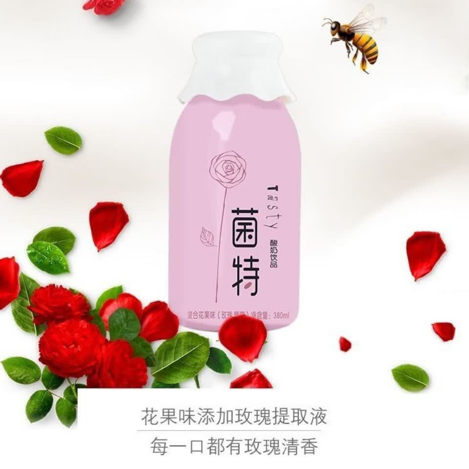 康伴漯河花花牛菌特380ml漯河花花牛瓶装康伴菌特酸奶网红发酵果粒