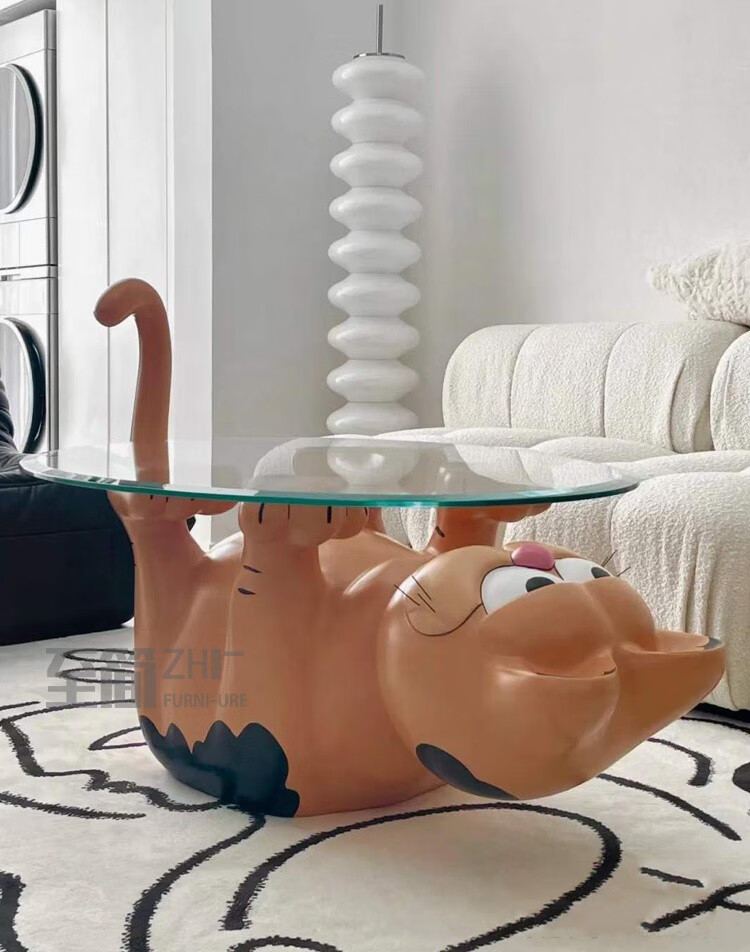 浙韵动物茶几北欧可爱动物造型玻璃小茶几创意迷你卡通小户型玻璃钢