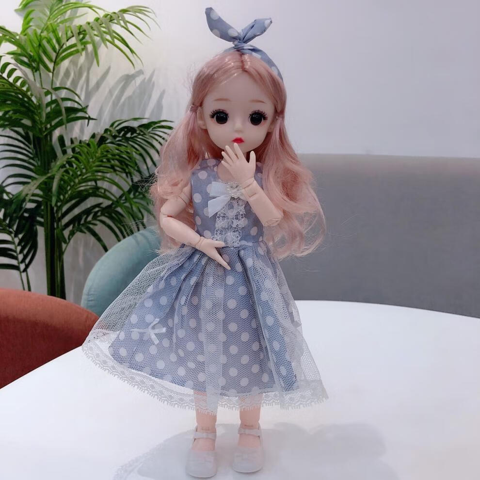 30厘米芭比娃娃6分bjd肥娃换装公主玩具27关节3d真眼女孩玩具礼物粉色