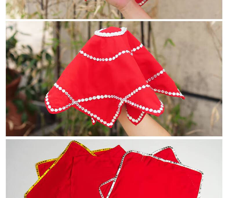 手绢舞蹈专用 手绢花舞蹈跳舞广场红手帕八角巾东北二人转秧歌手绢一