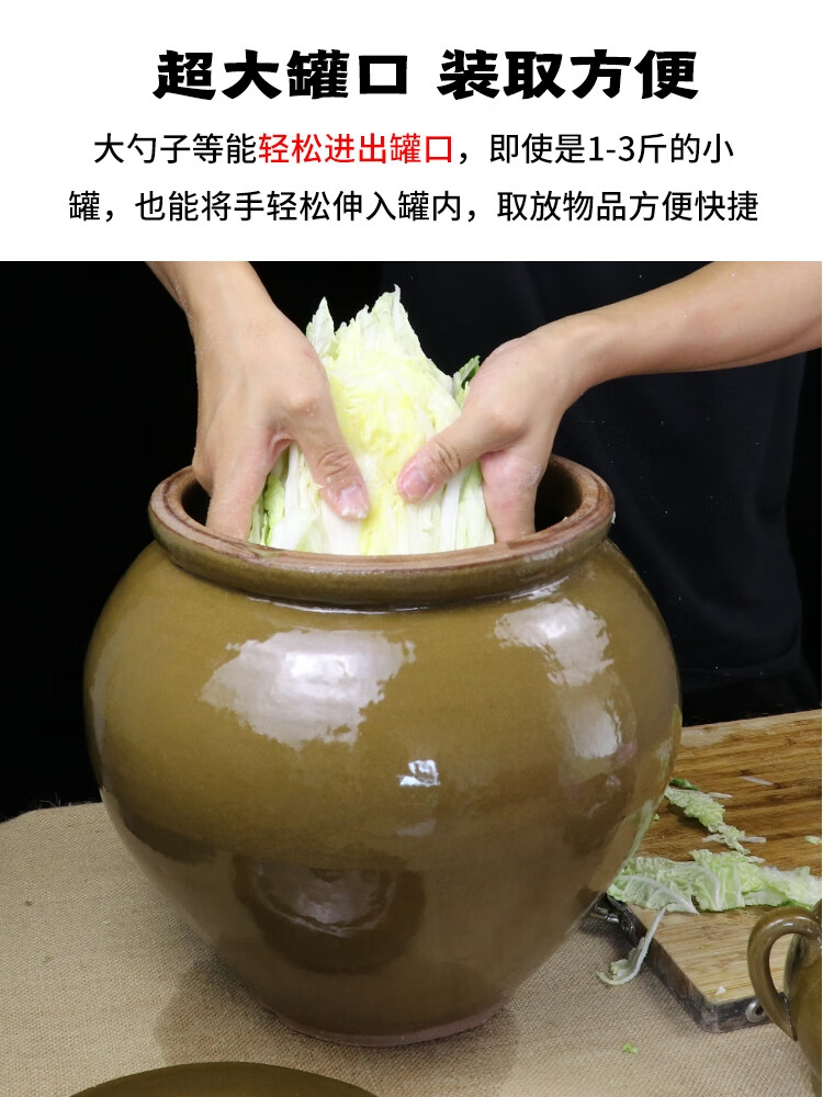 酸菜缸陶瓷水缸腌菜缸陶瓷家用老式小坛子土陶带盖咸菜缸粗陶酸菜大