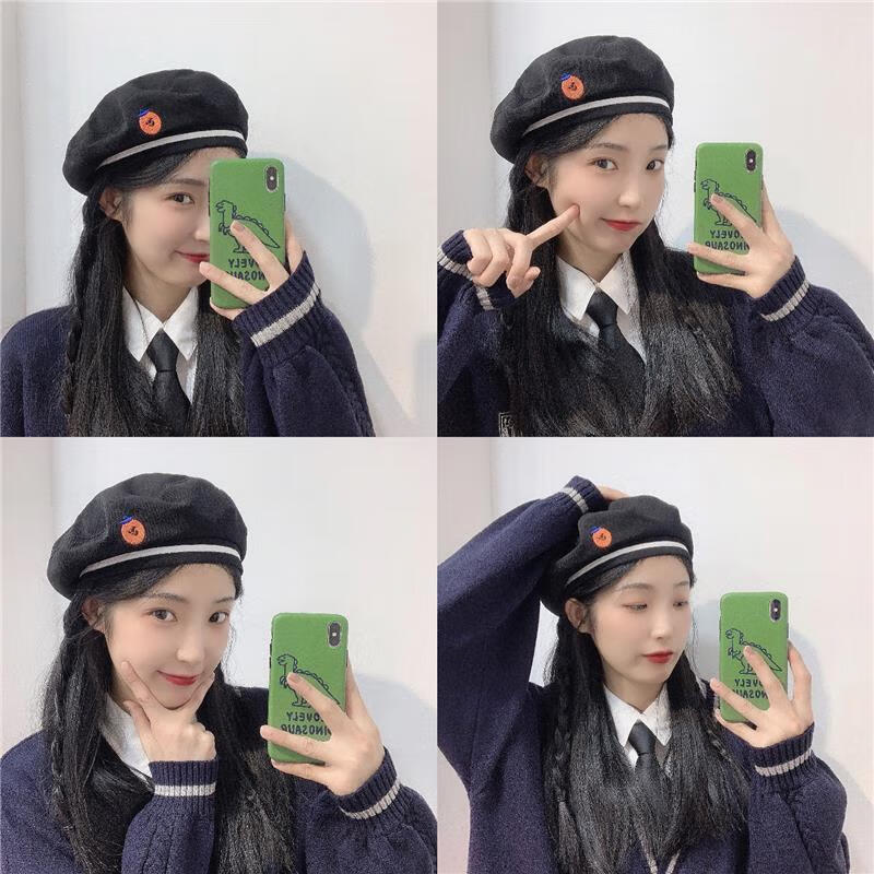 贝佳淑新品jk制服帽子jk风制服水手贝雷帽女日系秋冬复古文艺帽气质