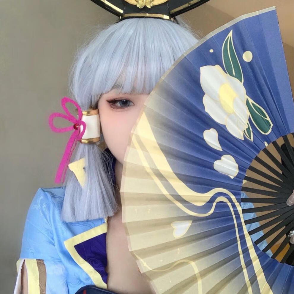 原神神里绫华cos扇子play同款绢布折扇风古游戏动漫展周边定制ins 8寸