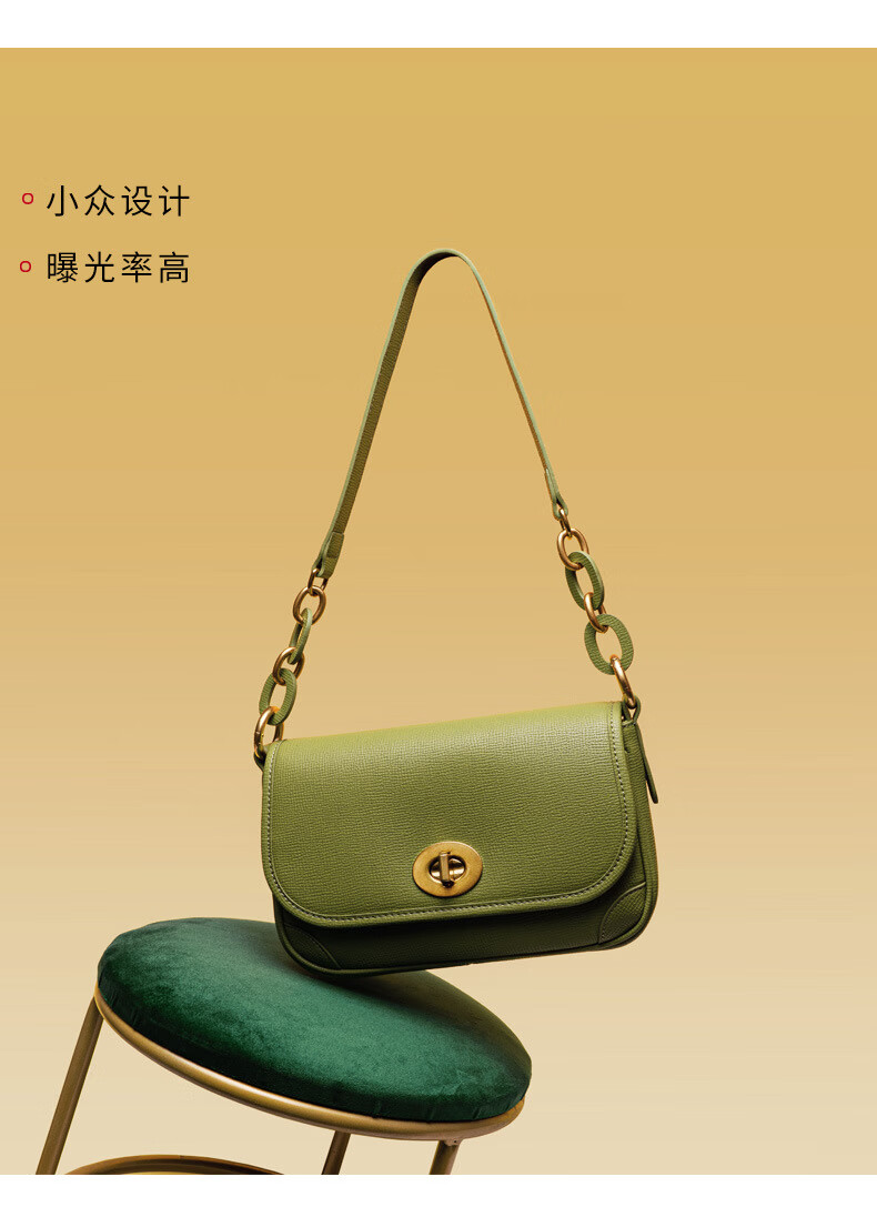 轻奢品牌牛皮女包2022新款单肩手提通勤包小众设计感链条腋下牛皮包包