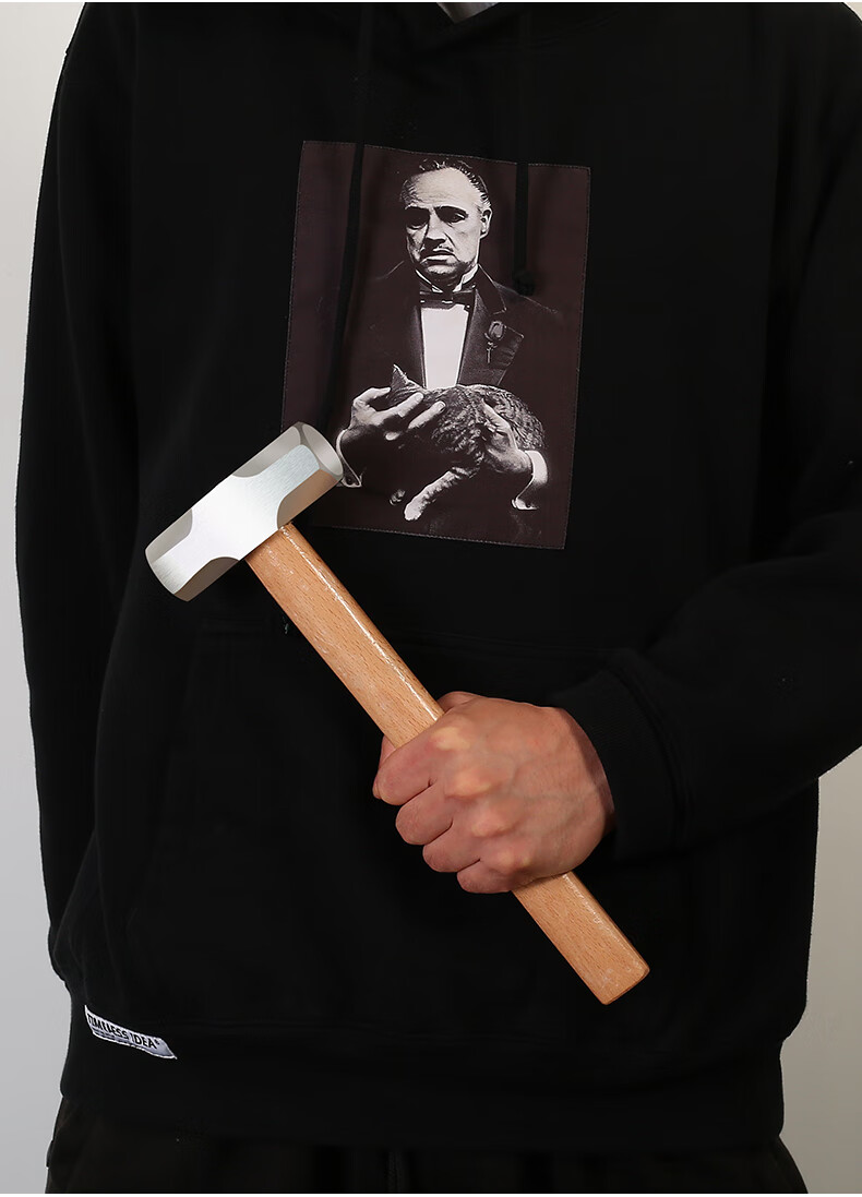 八角锤木柄木工羊角锤一体锤子重型砸墙铁锤工具家用小榔头石工锤500g