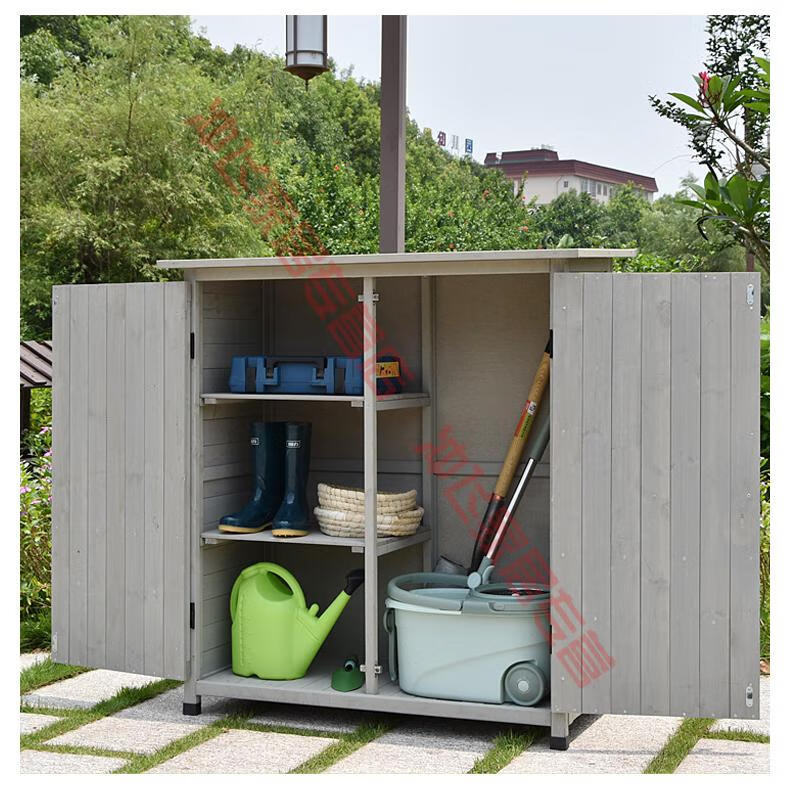子储物柜户外收纳柜露天储物柜庭院阳台花园工具柜室外装饰灰3个格子