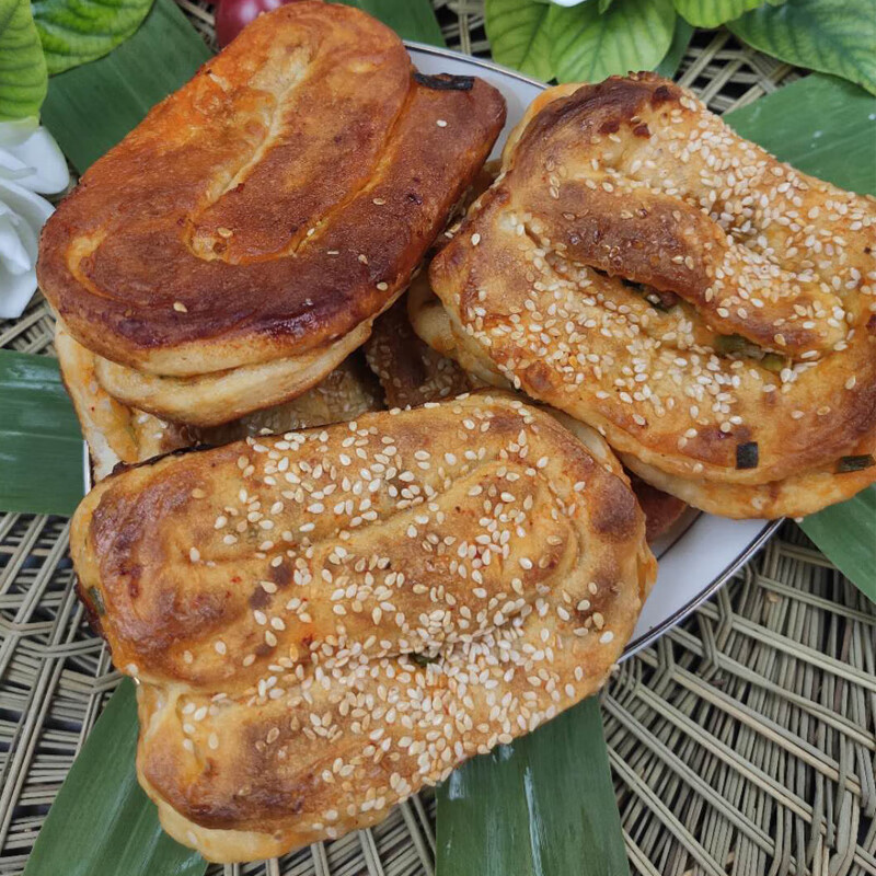 茗仟 湖北仙桃土特产邱记鲜肉锅盔现做猪油锅块特色小吃早餐碳火烧饼.