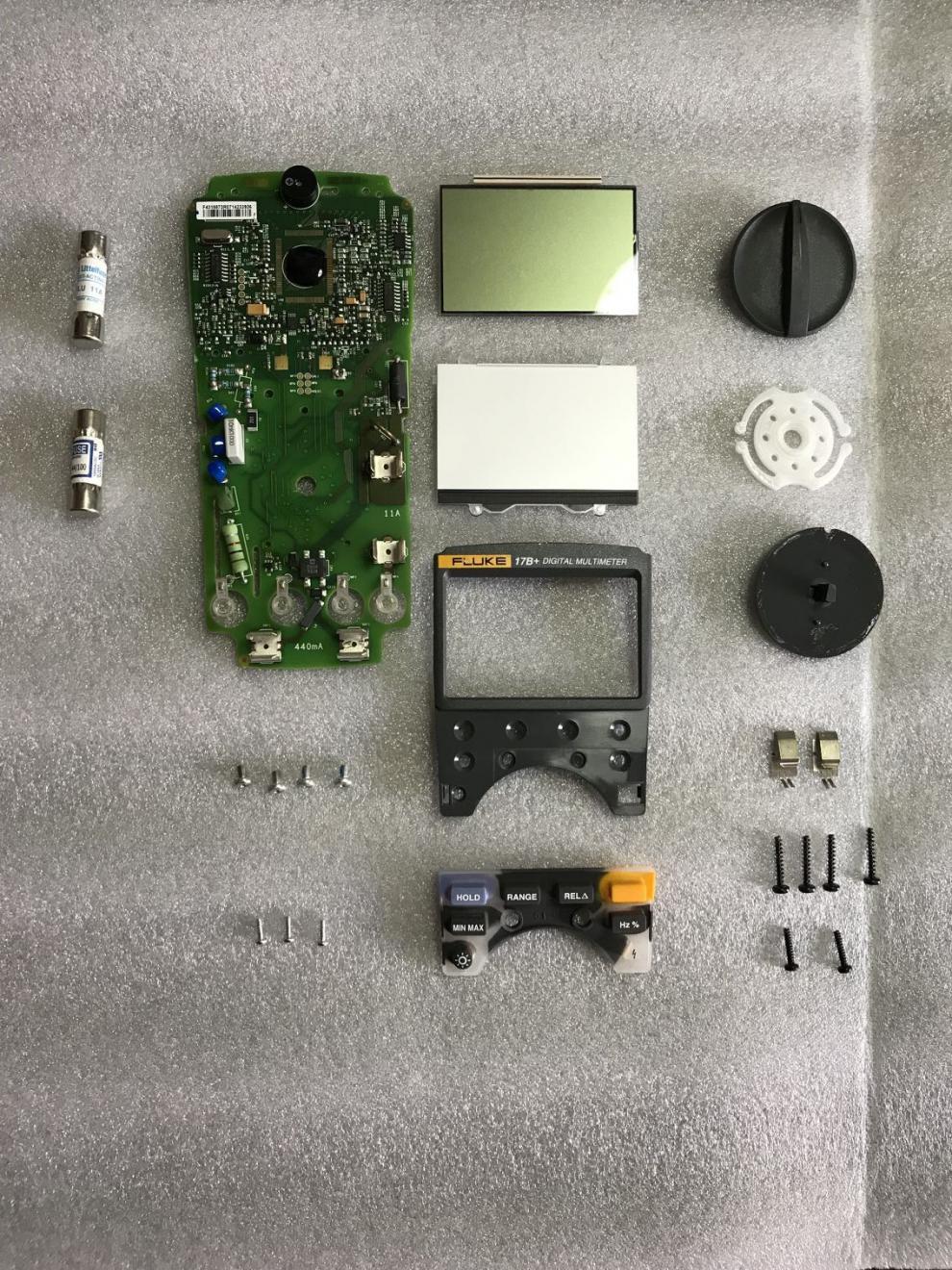 适用福禄克17b万用表配件显示屏主板转盘电池盒保护套fluke表笔电池片