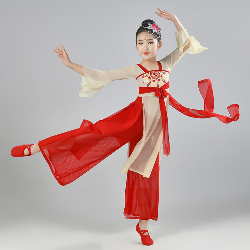 女童飘逸儿童古典舞演出服飘逸纱衣表演古风服装中国风古装汉服舞蹈服