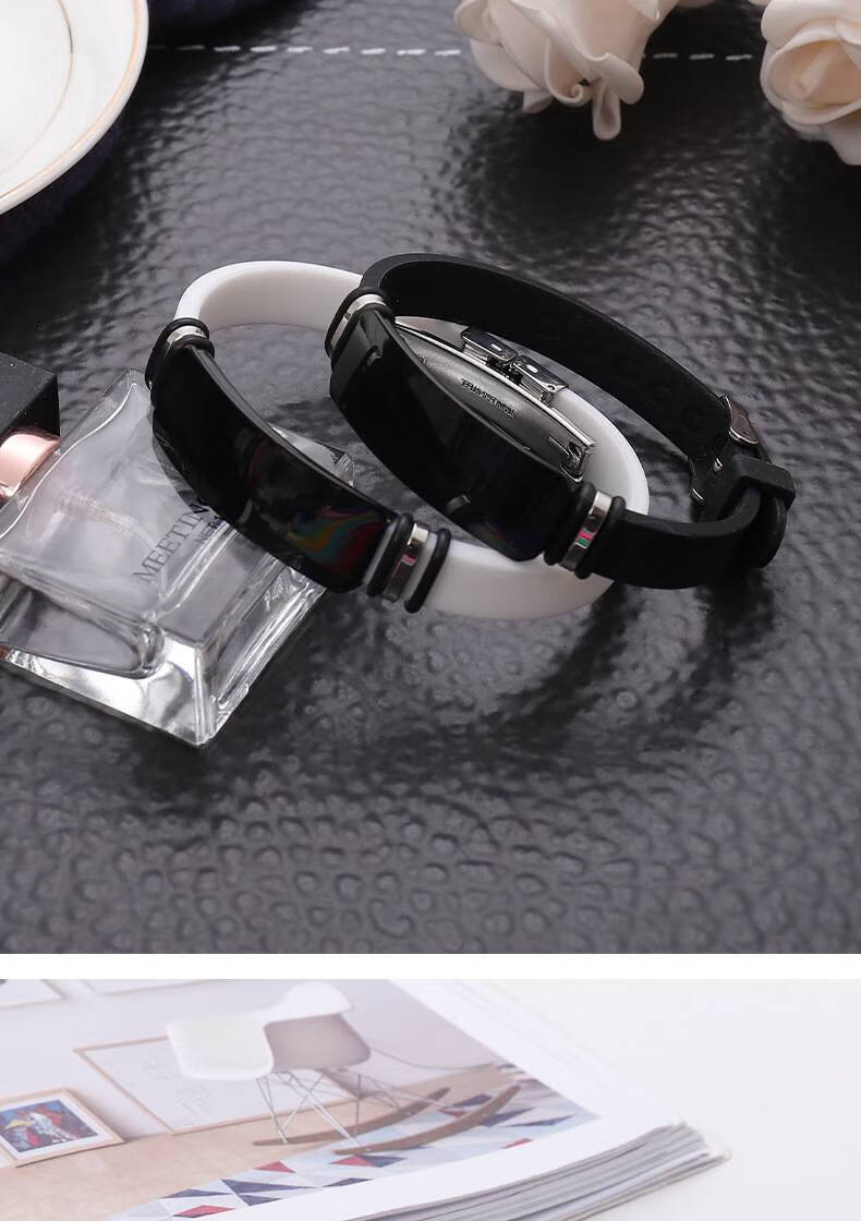 羽毛球手环 硅胶钛钢运动手环 光面个性刻字不锈钢情侣手链 b款(2)