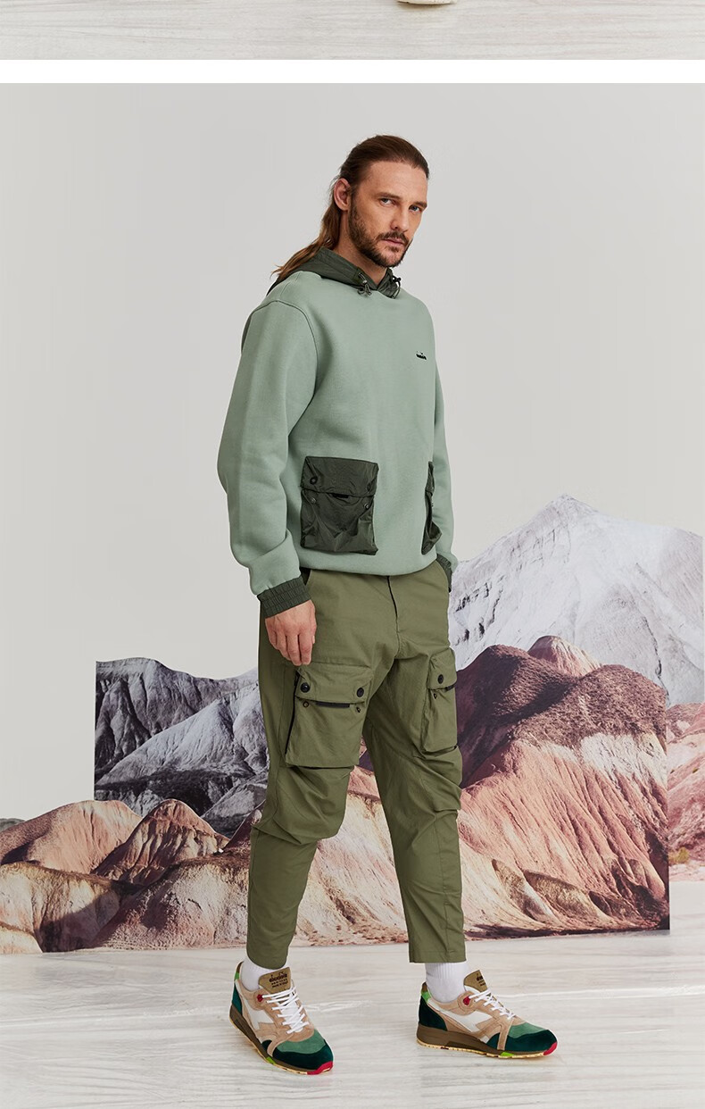 diadora迪亚多纳男装女棉涤休闲连帽卫衣潮流百搭运动套头衫 白色 l