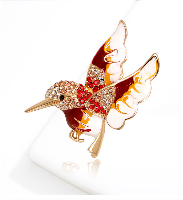 cnlv情人节礼物白领水钻胸针女士欧美流行饰品水钻胸花彩色蜂鸟烤漆