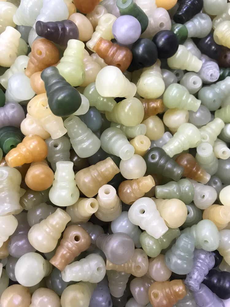 鲤梨 天然新疆和田玉烟嘴 三通白玉糖玉配饰顶珠腰珠佛头背云文玩配饰