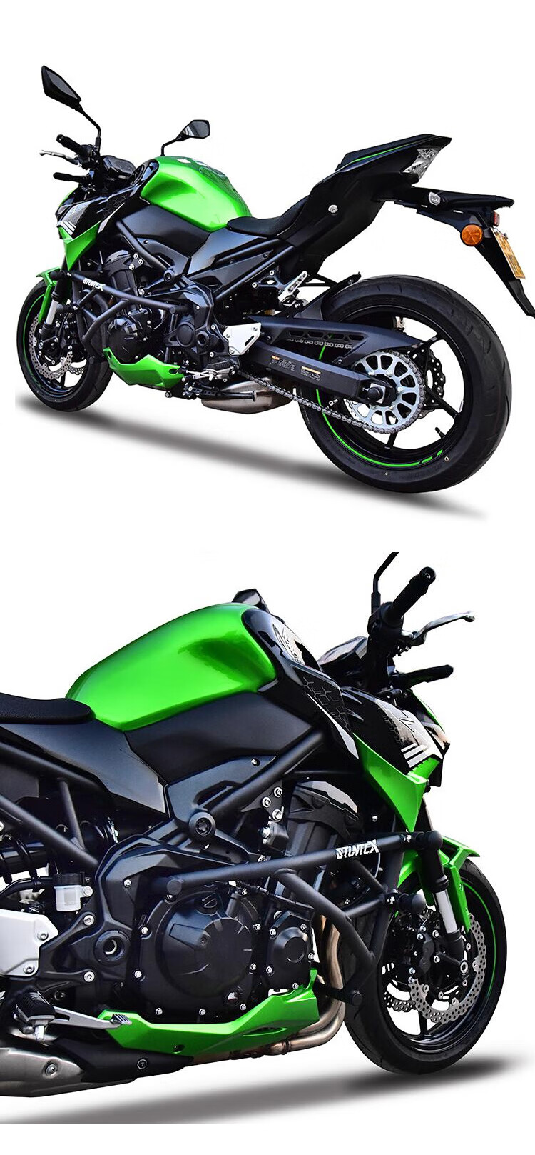 适用于川崎z1000z900护杠保险杠改装竞技杠弹簧缓冲防摔棒防摔球绿色