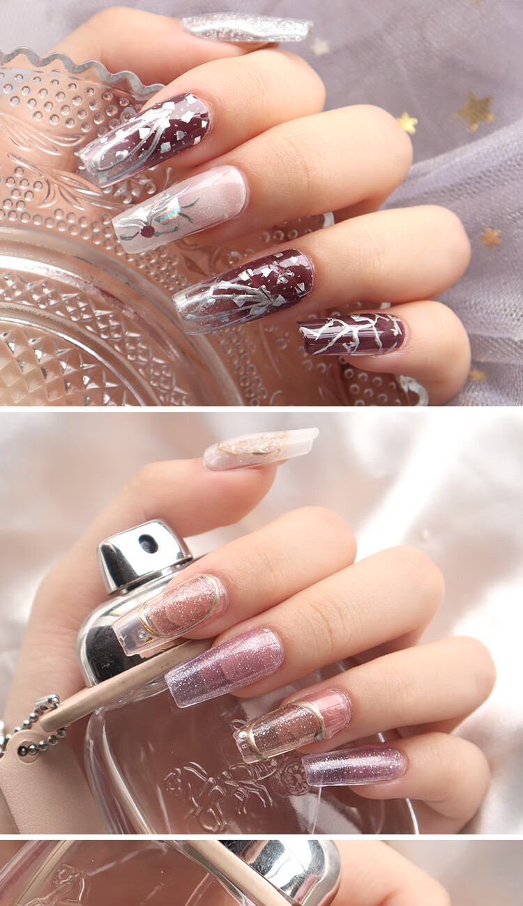 acare美甲胶镜面金属甲油光疗胶金色银色勾线拉线金属彩绘胶银色1瓶