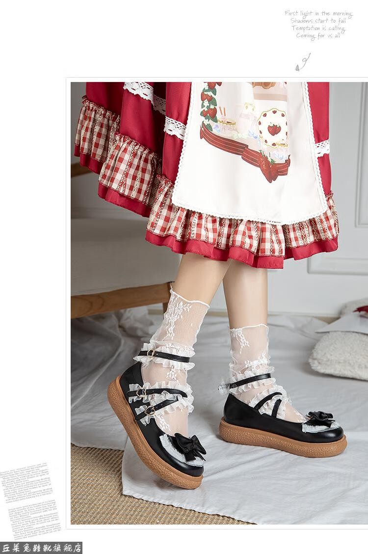 洛丽塔鞋子儿童萝莉塔女童jklolita鞋蕾丝小大码软妹学生少女单鞋