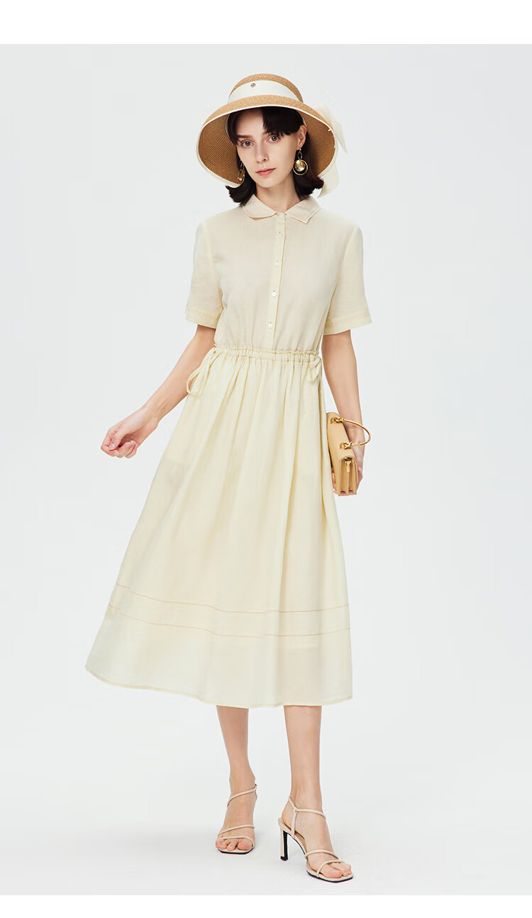 goobgsgb谷邦连衣裙女2022年春夏新款法式气质polo领连衣裙女珠贝色