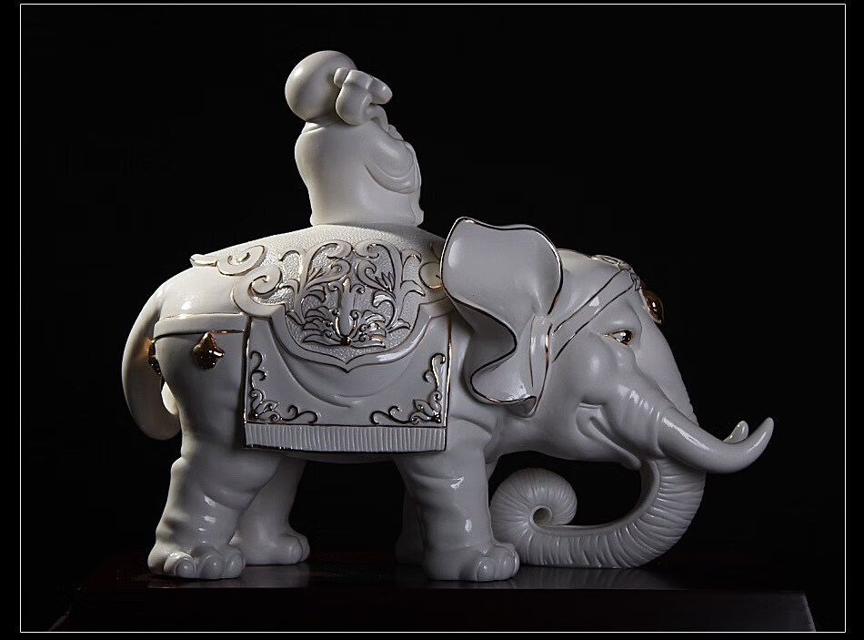 古贤家居陶瓷大象摆件一对象客厅电视柜酒柜玄关家居装饰品见描述