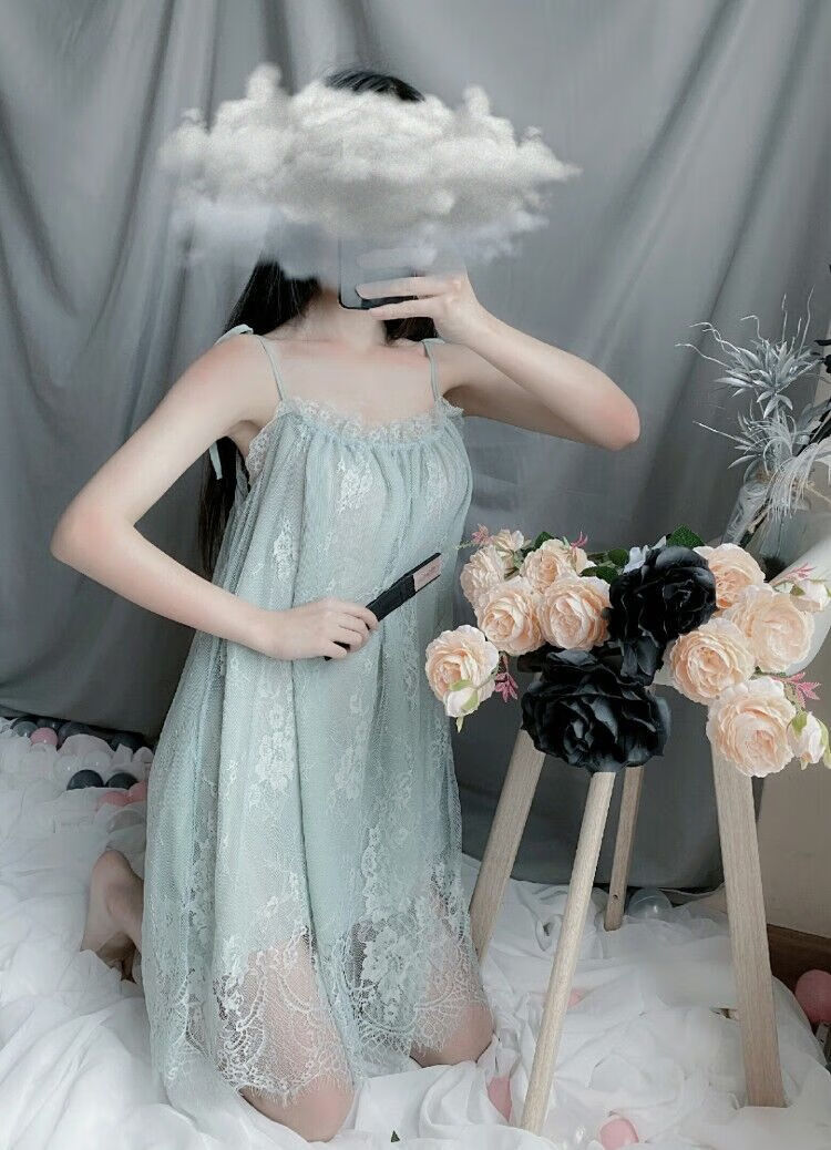 内衣大码性感诱惑制服蕾丝吊带睡裙女士套装家居服睡衣绿色m码90120斤