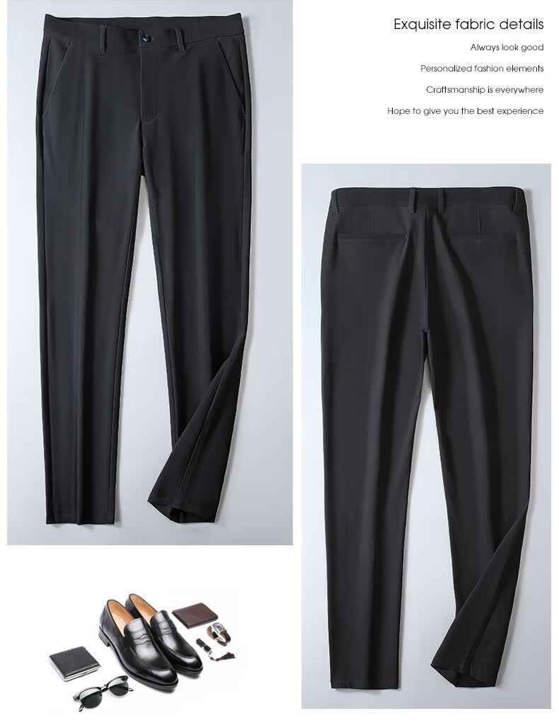 老爷车休闲裤男爸爸夏装中年男士冰丝垂感休闲裤中老年高腰长裤yx