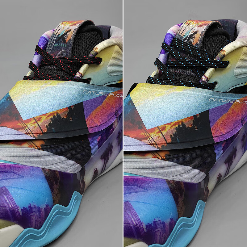 适配安踏kt6鞋带高帮扁平篮球鞋水墨黑白色高山流水主场六粉蓝色椭圆