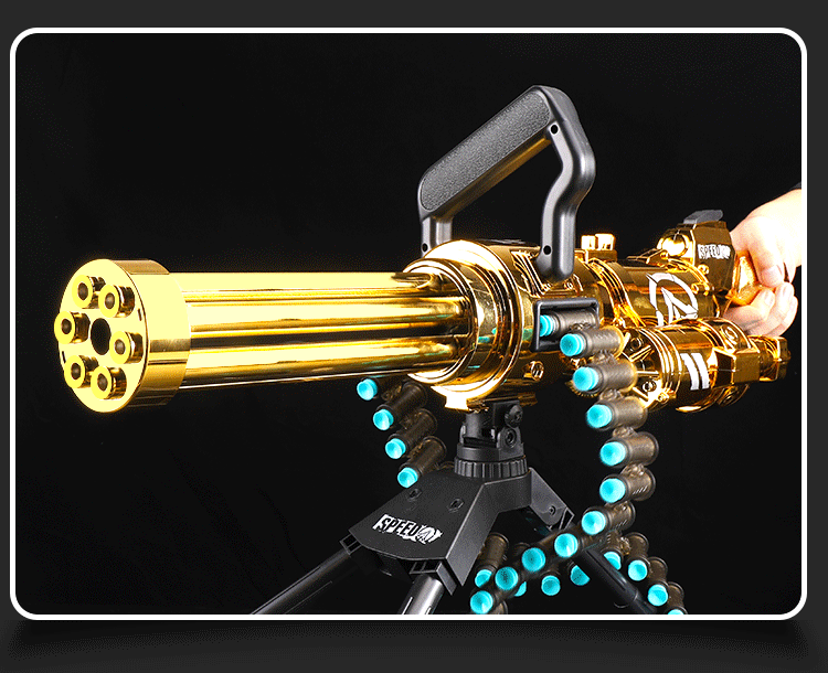 【捡漏价】迪士尼disney官网同款黄金加特林电动连发抛壳软弹枪儿童