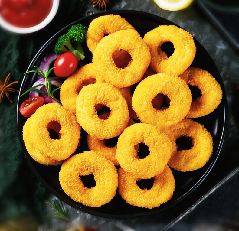 鸡肉洋葱圈油炸小吃冷冻半成品裹粉炸鸡肉圈休闲零食家庭装