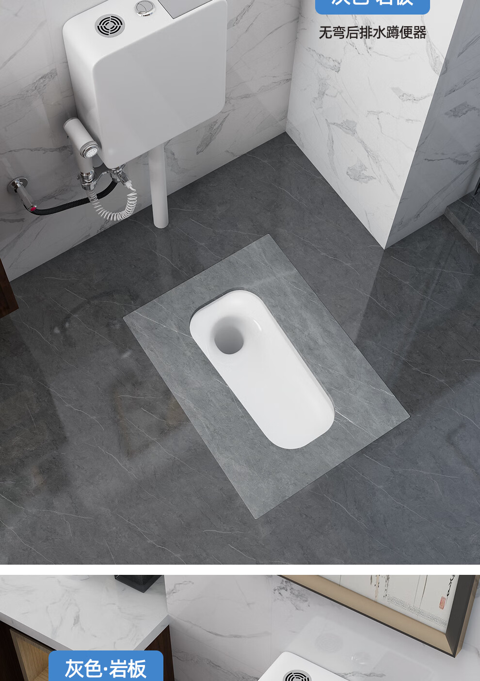 冲水箱整套装陶瓷便坑卫生间灰色蹲厕便池112阿玛灰017水箱带弯前排水
