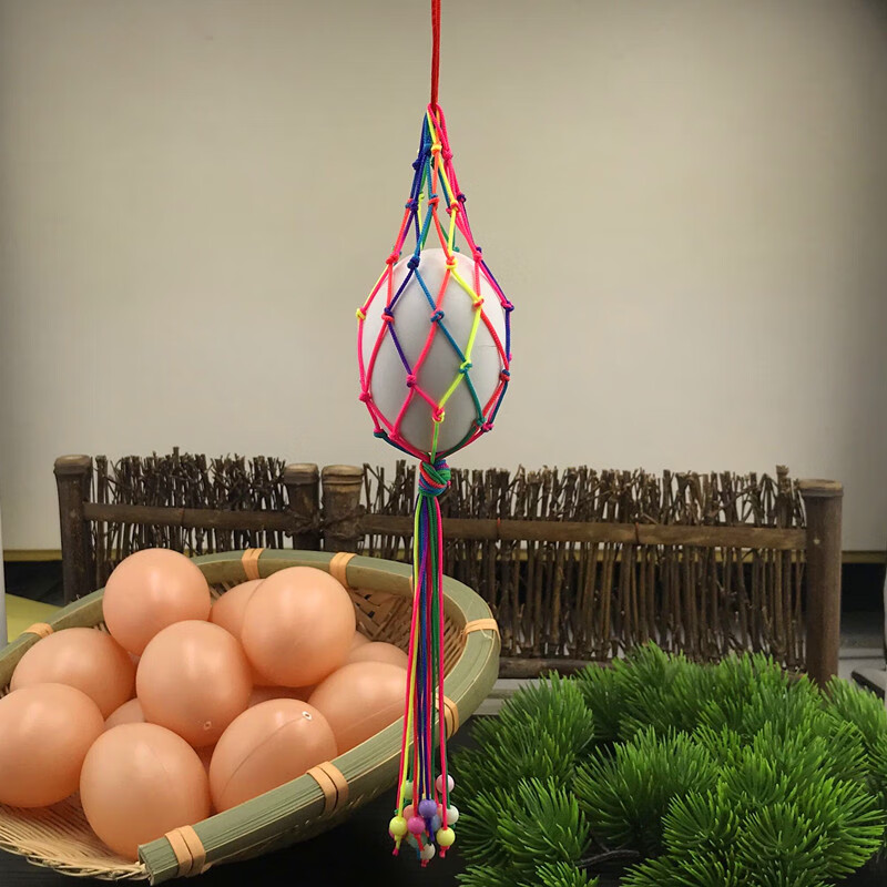 钰帛工坊端午幼儿园儿童半成品蛋兜五彩线绳鸡蛋鸭蛋手工编织蛋网diy