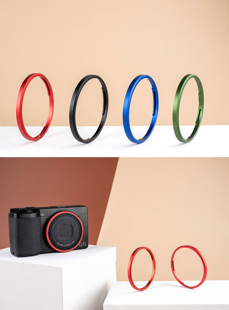 larry定制理光gr3xgr3镜头环gr2装饰环gn1gn2镜头圈绿蓝红黑金杏色gr3