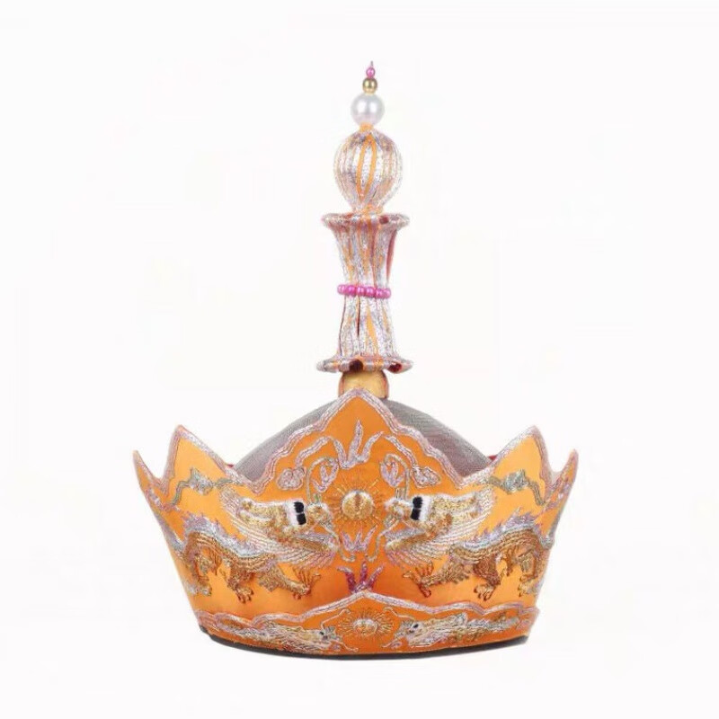 佛教用品法器佛具僧服僧衣方丈法师佛事帽法帽全手工绣毗卢帽黄色双龙