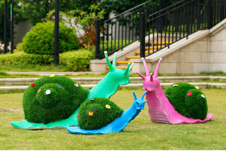 户外绿雕蜗牛摆件绿植草皮仿真动物雕塑园林景观草坪蘑菇装饰小品草皮